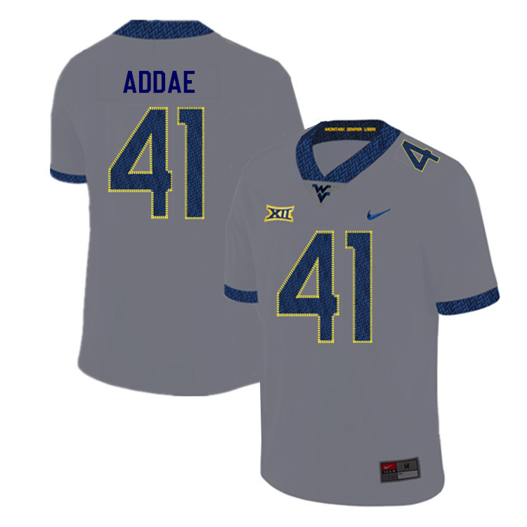 2019 Men #41 Alonzo Addae West Virginia Mountaineers College Football Jerseys Sale-Gray